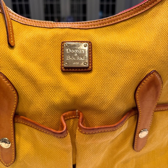 Dooney & Bourke “Florentine” Shoulder Bag Yellow Canvas & Leather EUC - Picture 2 of 16